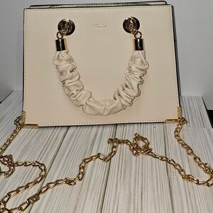ALDO Cream Shoulder Bag with Gold Chain